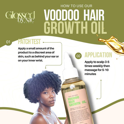 Voodoo Hair Growth Oil - Infused with Rosemary, Lemongrass, Grapeseed & Castor Oil for Hair Growth, Scalp Itchiness & Dry Scalp - 4 Fl Oz - All Hair Types